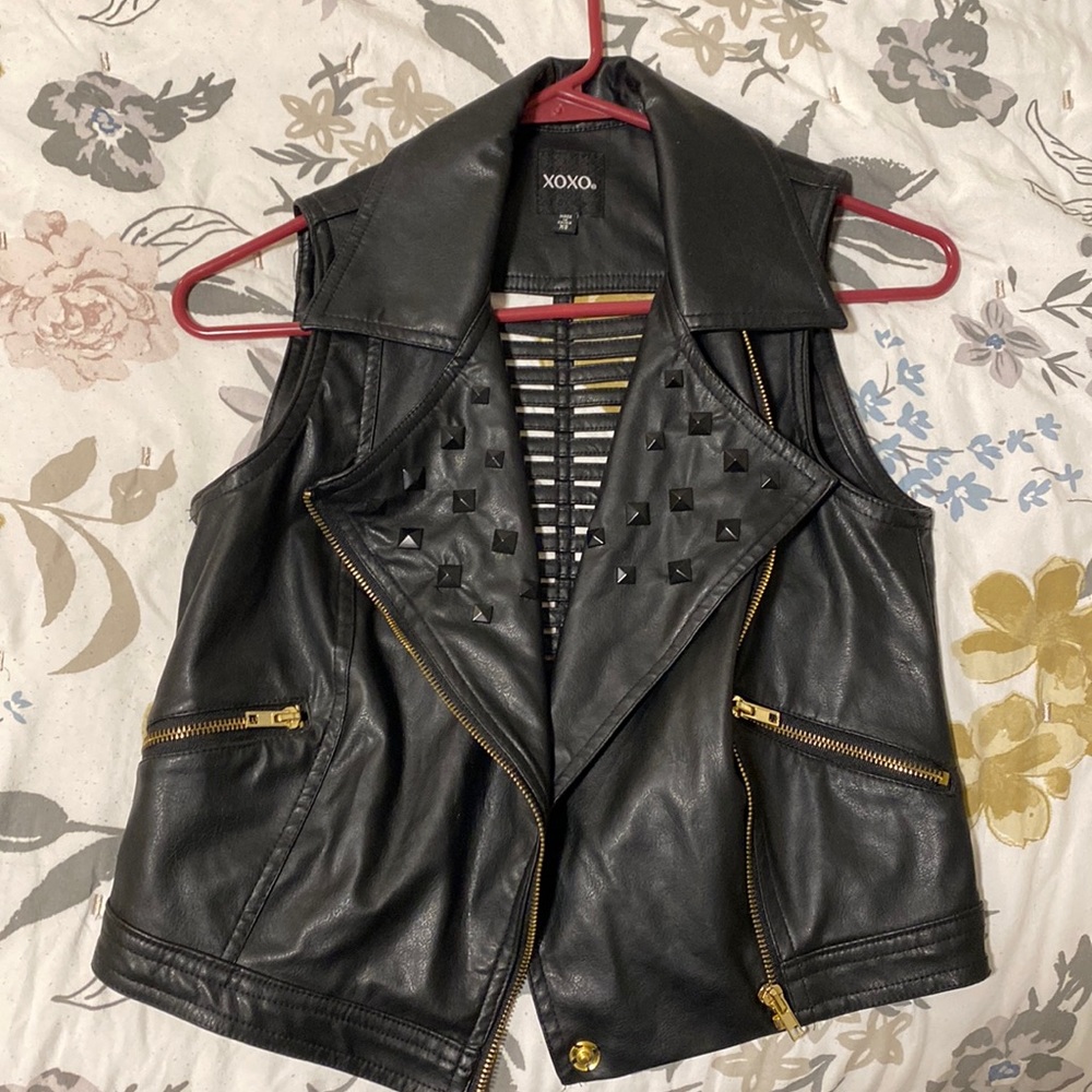 Pleather black xoxo vest - cleaning out my closet